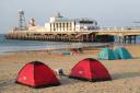 Tents pitched on Bournemouth beach