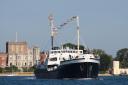 Steamship Shieldhall with Brownsea Island in the background