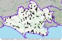 Dorset Council's map of 'not spots' where digital mobile phone coverage is poor