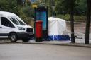 Police cordon and forensic tent in Bournemouth Square on Saturday, August 5
