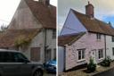 A before and after of the cottage on Gold Hill  famous for being in a Hovis advert