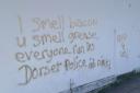 A vandal has sprayed graffiti across Dorchester