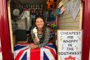 Juliette Foote, owner of King of Hearts on St Alban Street with her 99p Mr Whippy