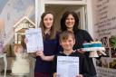 Helen Shaw of Vanilla Pink Cakes and Abigail and Samuel Clark who are promoting the children's competition. (22977619)