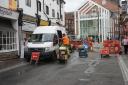 roadworks close Poole High Street from New Orchard to the Quay