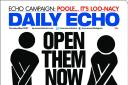 The front page of today's Daily Echo highlighting our campaign against public toilet closures in Poole
