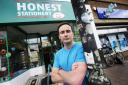 City councillor Tom Hayes pictured outside Honest Stationery in Cowley Road. Photo Ed Nix/Oxford Mail