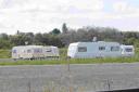 SETTING UP CAMP: Travellers at the park and ride in Mount Pleasant
