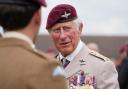 The Prince of Wales during a ceremony to present new colours to the Parachute Regiment at Merville Barracks in Colchester. Picture date: Tuesday July 13, 2021.