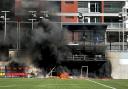 Andorra's Estadi Nacional burst into flames during a TV report (Pic: PA)