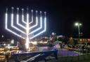 The menorah at Bournemouth pier after it was lit in 2021.