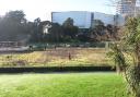 Damaged grass in Lower Gardens following the SKATE ice rink and Winter Wonderland