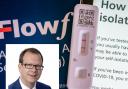 Positive Covid test, PA/Wire. Inset: Sam Crowe, director of Public Health for Dorset Council and Bournemouth, Christchurch and Poole Council