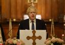 British Prime Minister Boris Johnson spoke following  a visit to the Ukrainian Catholic Eparchy of Holy Family of London. Picture: PA