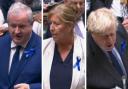 Ian Blackford, Julie Marson, and Boris Johnson were among the MPs wearing blue ribbons at PMQs on Wednesday