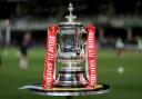 The FA Cup trophy on display ahead of a FA Cup first round match at Edgar Street, Hereford. Picture date: Friday November 4, 2022.