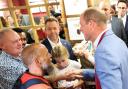 Prince William with Karl Burns and Paul Gascoigne in Pret a Manger in Bournemouth town centre.