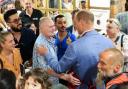 Former footballer Paul Gascoigne meeting Prince William in Bournemouth Pret a Manger