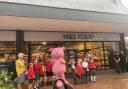 St Johns children with Percy Pig and the town crier