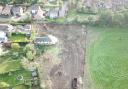 Aerial shot of the destroyed woodland in Corfe Mullen