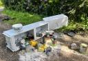 Three fridges and paint tins have been left on a pathway in Branksome for nearly a week.