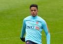 Justin Kluivert pictured training with the Netherlands near the time of his debut