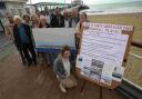 PROPOSALS: Wind farm protestors gather outside the pier on Bournemouth Beach