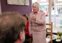 Baroness Shirley Williams speaking to Liberal Democrat supporters at Molly's Cafe in Broadstone.