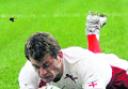 TRY OR NOT TO TRY? Mark Cueto crosses the line against South Africa