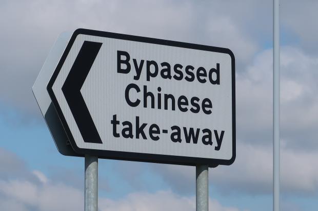 Bournemouth Echo: The 'Bypass Chinese take-away' sign in Littlemoor area of Weymouth has attracted a lot of attention over the years. Picture: Dorset Echo/Michael Taylor
