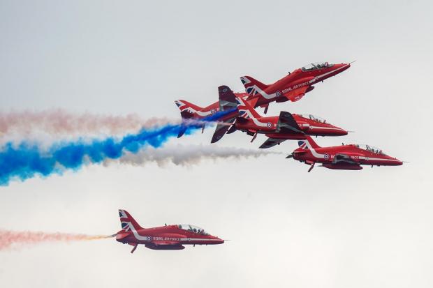 The Red Arrows displaying at the 2021 Bournemouth Air Festival. Picture: Richard Crease