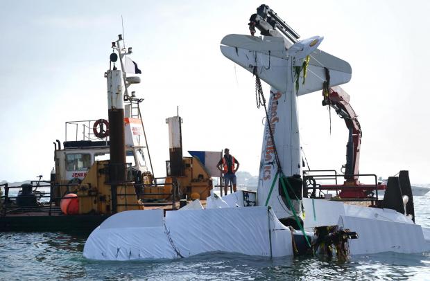 Bournemouth Echo: The AeroSuperBatics aircraft is recovered from the water in Poole Harbour after the incident during last month’s Bournemouth Air Festival