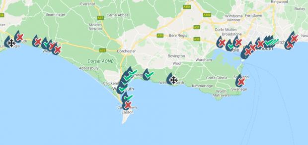 Bournemouth Echo: Popular swimming spots across Dorset shown on the map