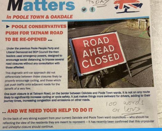 Bournemouth Echo: Tatnam Road Conservative leaflet