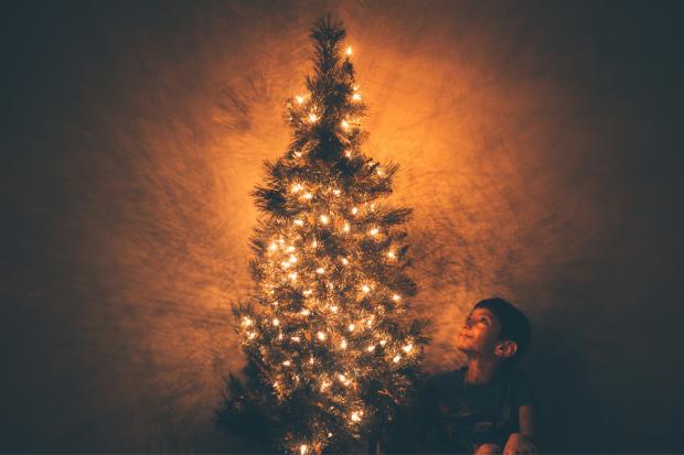 Bournemouth Echo: A child looking up at a decorated Christmas tree. Credit: Canva