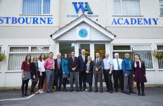 Bournemouth Echo: Simon Freeman, middle, with staff at the Westbourne Academy