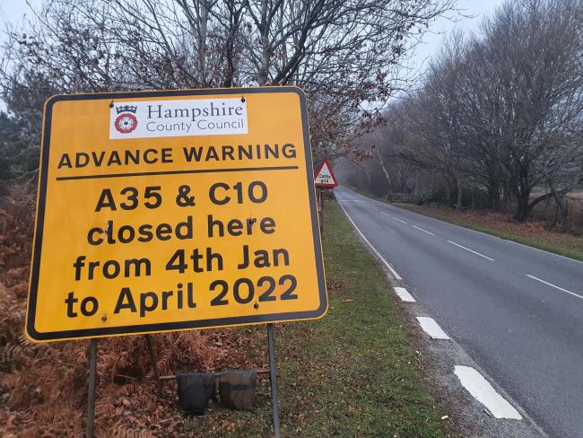 The A35 and C10 are set to be shut for three months due to bridge replacement works at Holmsley in the New Forest