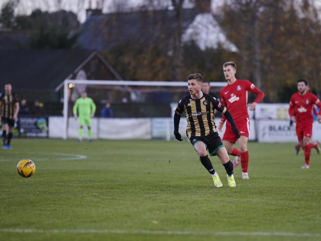 Teddy Davey in action at the Black Gold stadium for Poole Town (Pic: Jon Ashworth)