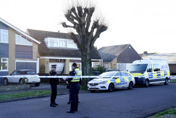Bournemouth Echo: Officers at the cordon in Heath Road, Walkford