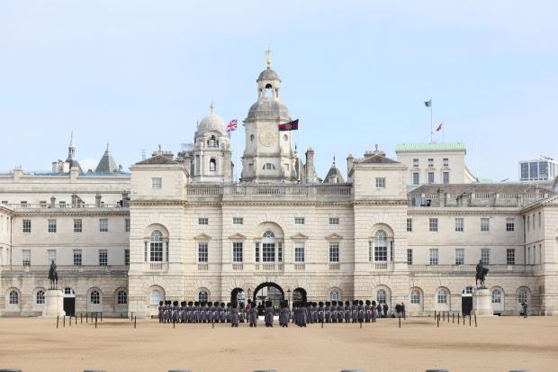 Bournemouth Echo: An armed forces band plays in Horse Guards Parade in central London, to mark the official start of the Platinum Jubilee. Picture: PA