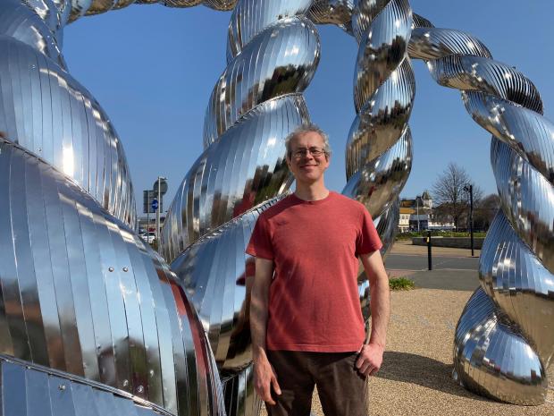 Bournemouth Echo: Michael Condron, artist, the Bottle Knot sculpture at Hunger Hill, Poole
