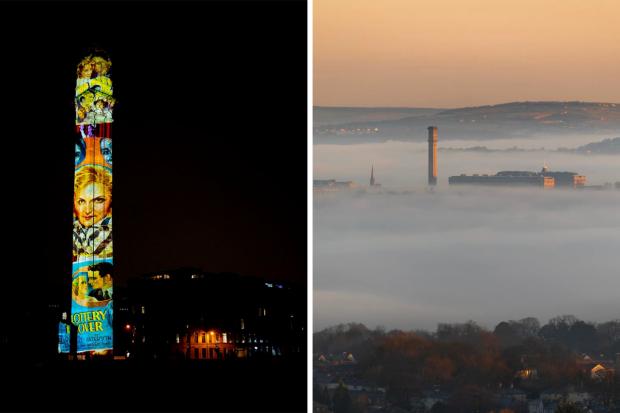 Bournemouth Echo: Photo via T&A Camera Club members Rais Hasan (left) and Dave Zdanowicz (right). Left image shows the Lister Mills' chimney lit up for a light show in March and the right image shows the mill’s chimneys against a calming, cloudy backdrop of the district.