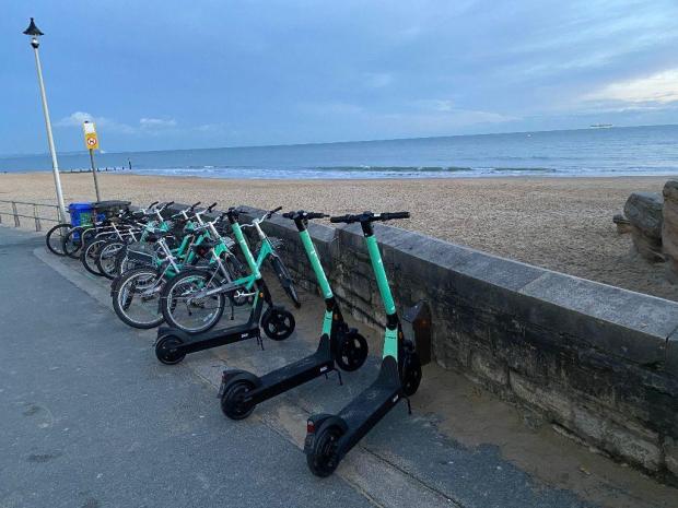 Bournemouth Echo: Beryl e-scooters at Boscombe Pier