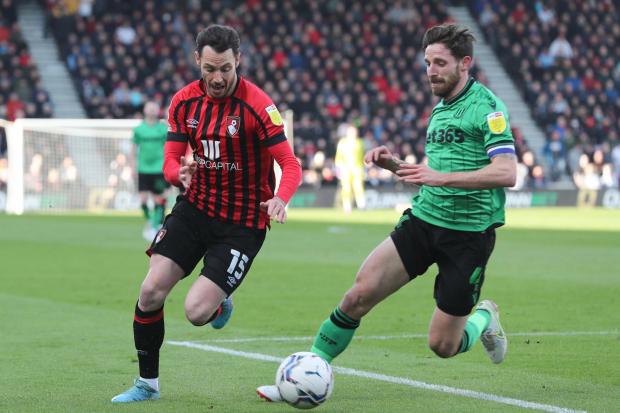 Joe Allen in action for Stoke at the Vitality Stadium earlier this season (Pic: Richard Crease)