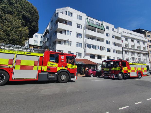 Bournemouth Echo: Fire crews in Bourne Avenue on Saturday
