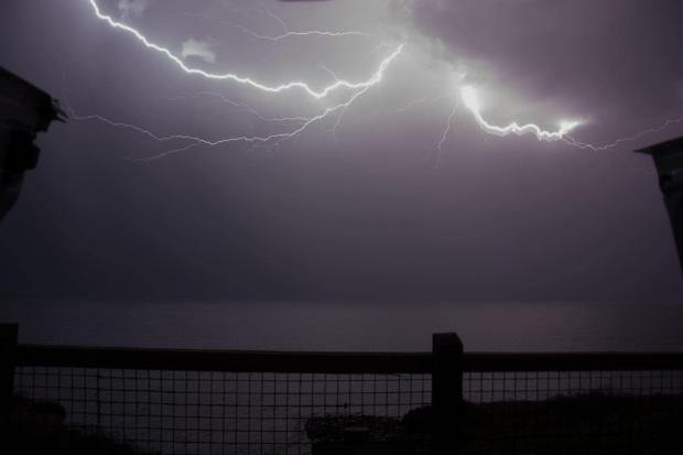 Bournemouth Echo: Lightning over Barton on Sea by Suzanne Singleton