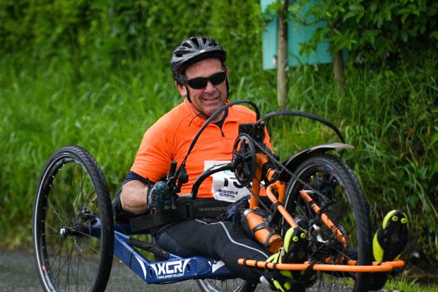 Dorset and Somerset Air Ambulance's 11th annual Coast to Coast Cycle Challenge Stuart Willmore from Bridport cycled 55 miles on his hand bike ND PHOTOGRAPHY