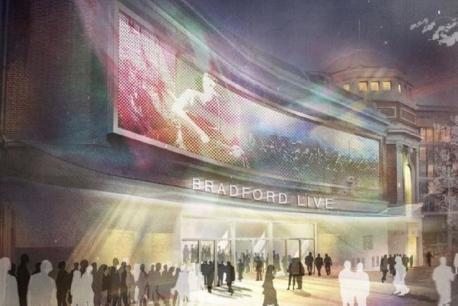 Bournemouth Echo: Artist's impression of the completed Bradford Live venue. City of Culture judges visited the site to see work in progress.
