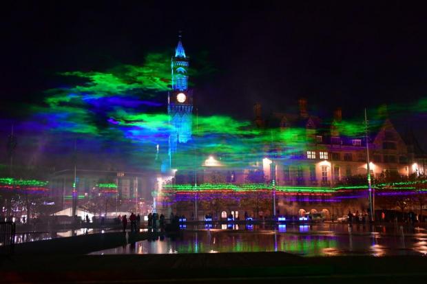 Bournemouth Echo: A stunning image of Bradford's City Park during the Bradford is #LiT project.