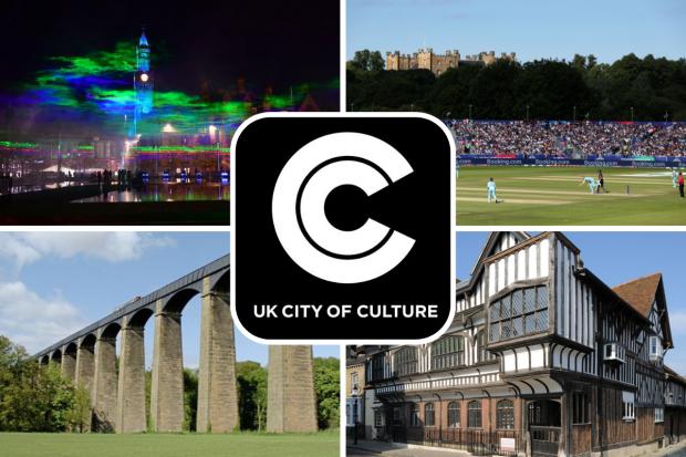 The UK City of Culture final four - (clockwise from top left) Bradford, County Durham, Southampton and Wrexham - await their fate.